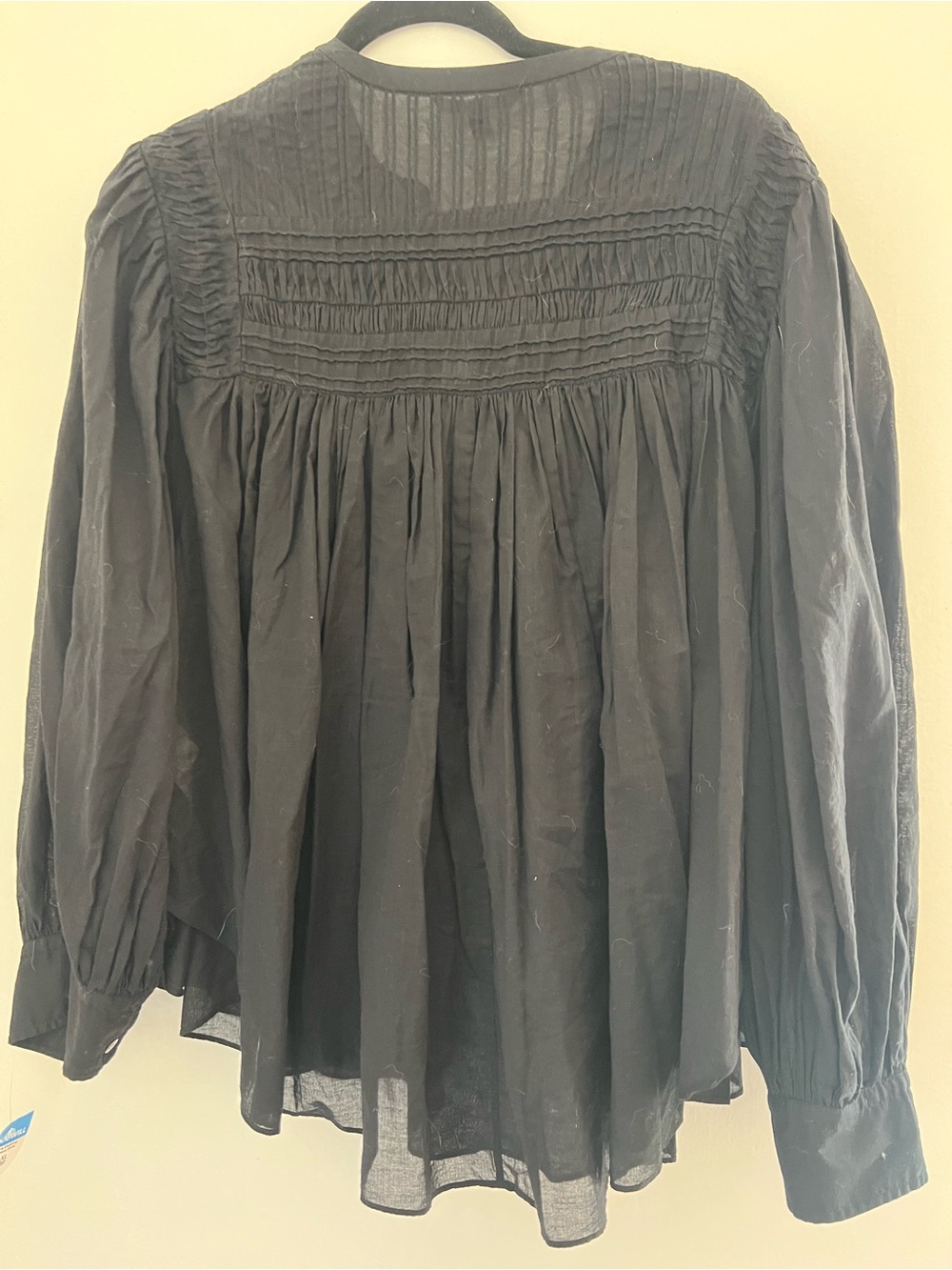 Banana Republic Black Smocked Button-Front Blouse - Picture 3 of 5